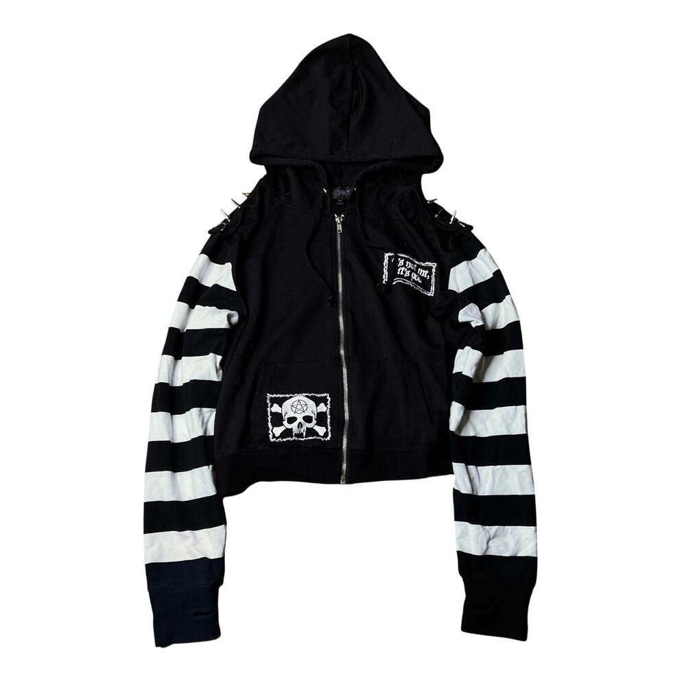 Dolls Kill Widow Spikes Cropped Hoodie XL